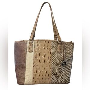 Brahmin Leather Embossed Tote Reptile